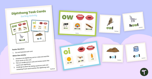 Go to Diphthong Vowel Teams Pocket Chart Cards teaching resource