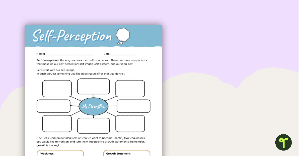 Self-Perception Worksheet teaching resource