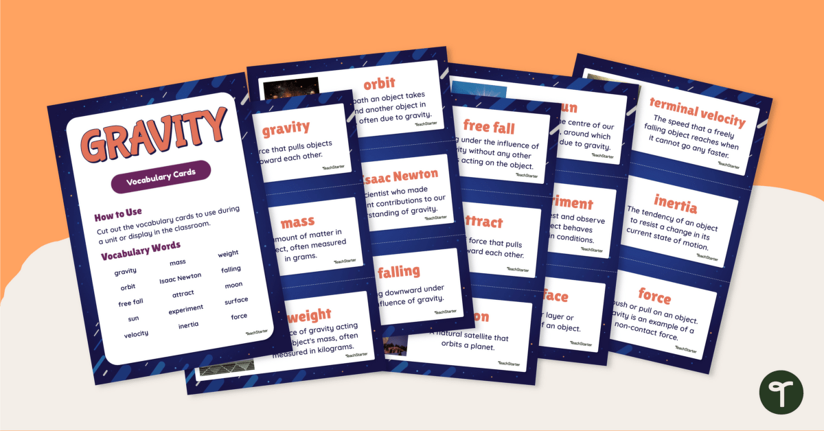 Gravity Word Wall Vocabulary Cards teaching resource