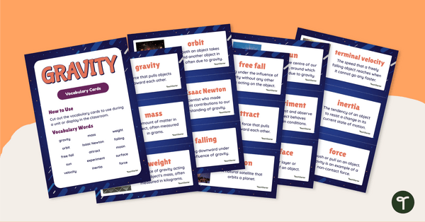 Go to Gravity Word Wall Vocabulary Cards teaching resource