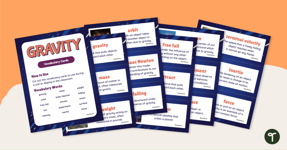 Gravity Word Wall Vocabulary Cards teaching resource