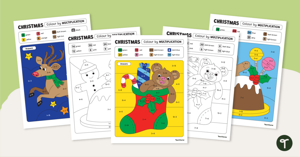 Christmas Colouring – Simple Multiplication Colour by Number teaching resource