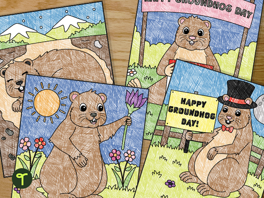 Free Groundhog Coloring Page Pack teaching resource