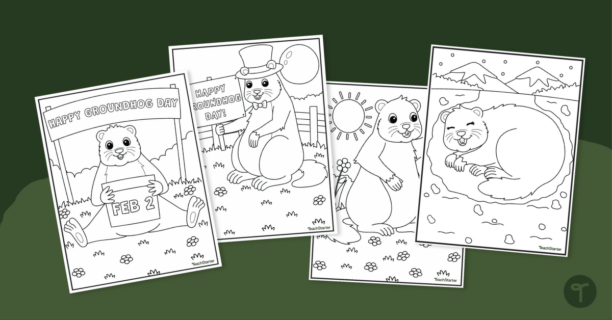 Free Groundhog Coloring Page Pack teaching resource