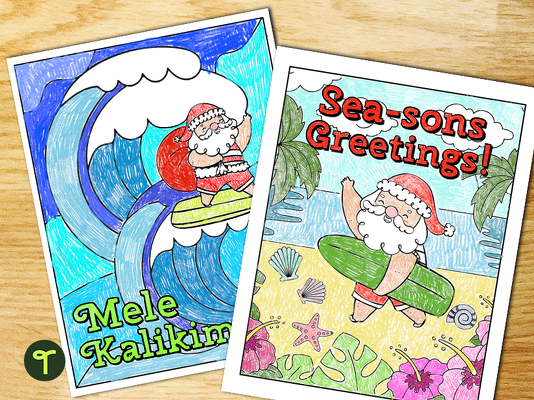 Summer Santa Claus Coloring Pages teaching resource