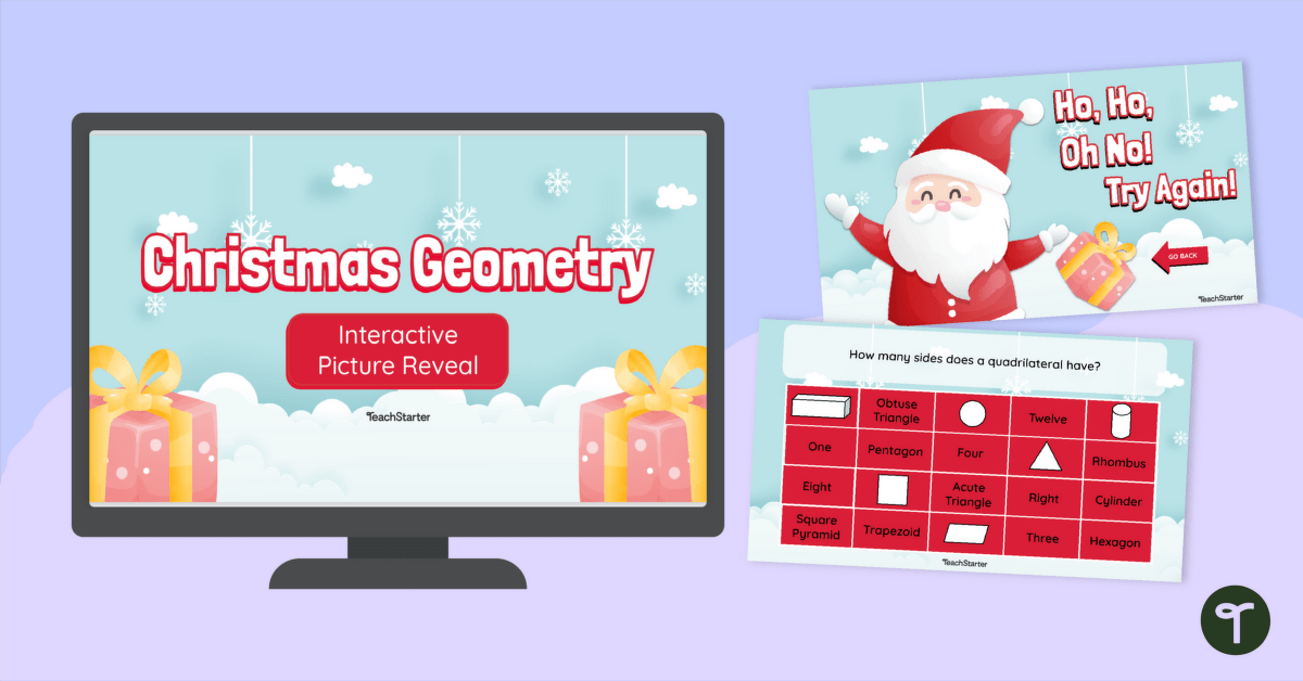 3rd Grade Geometry Christmas Game- Classifying Shapes teaching resource