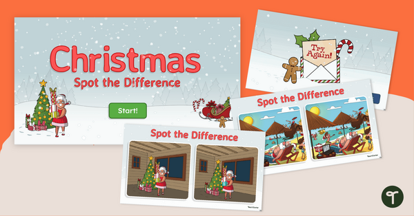 Go to Christmas Spot the Difference Interactive teaching resource