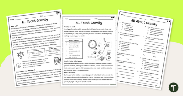 Go to The Force of Gravity Comprehension Worksheets teaching resource