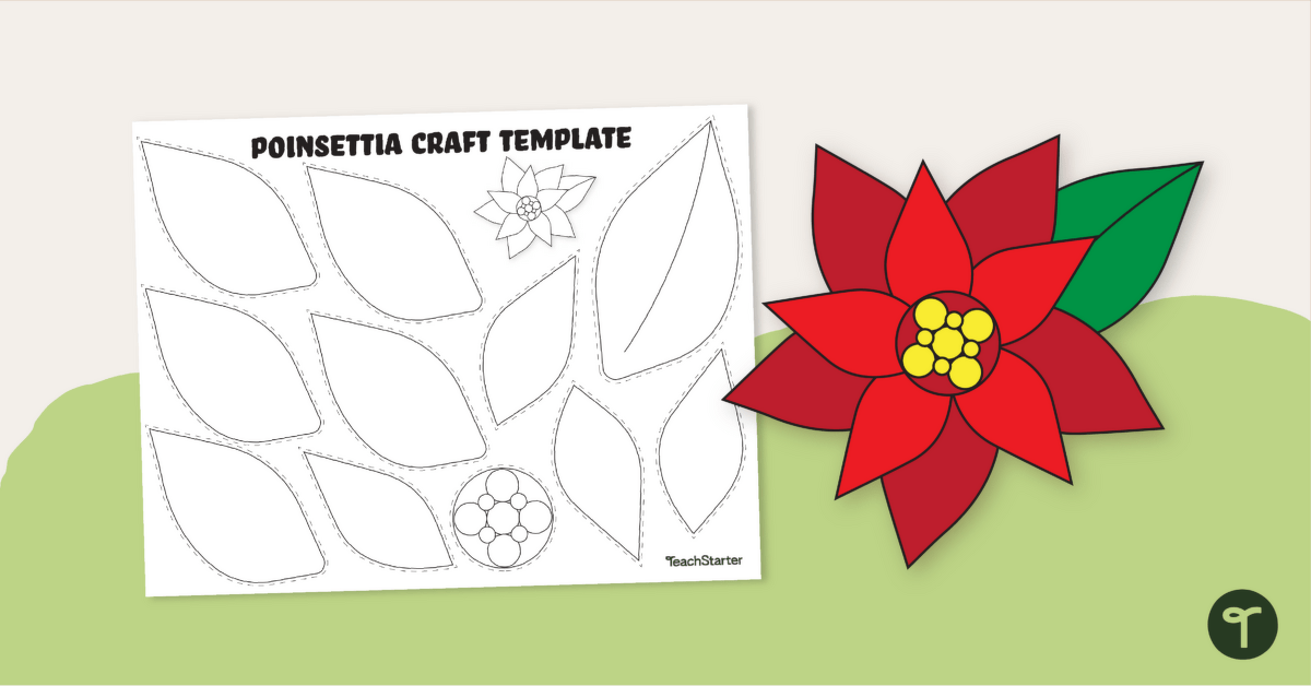 Christmas in Mexico – Poinsettia Craft Template teaching resource