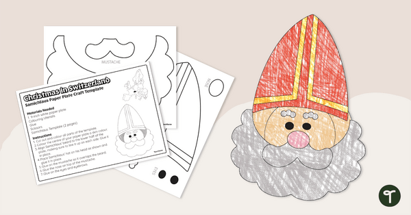 Go to Christmas in Switzerland – Samichlaus Paper Plate Craft teaching resource