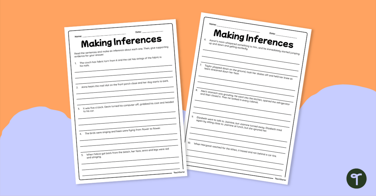Inferencing Worksheet teaching resource