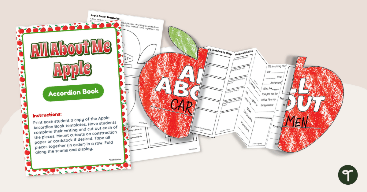 Getting to Know You Printable - Apple Accordion Book teaching resource