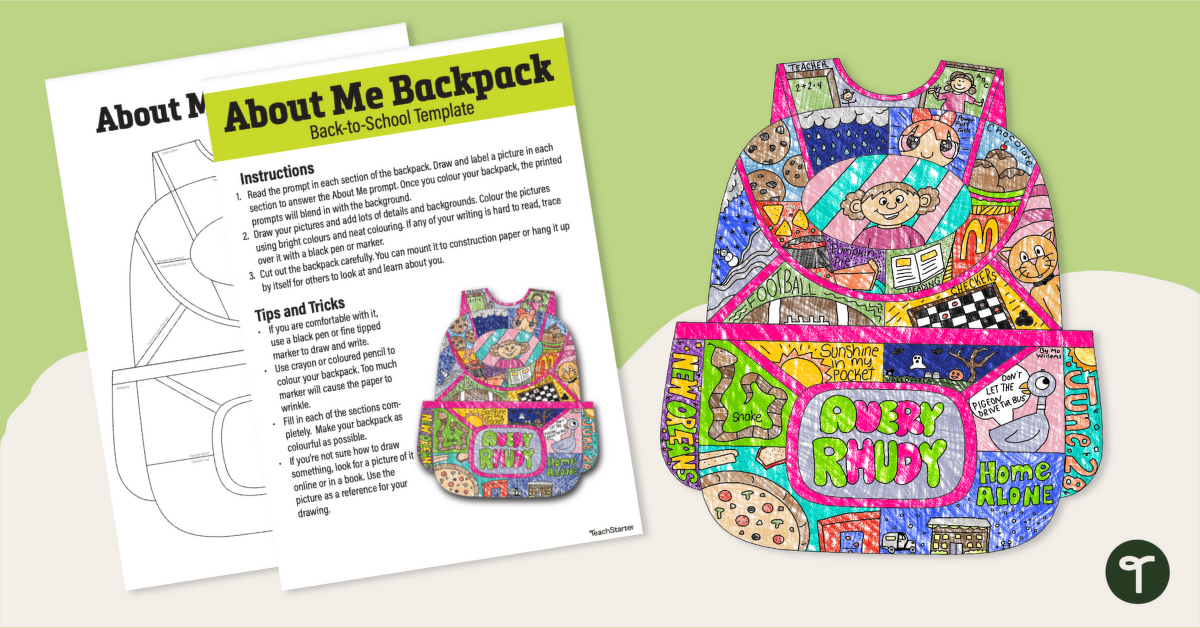All About Me Backpack - Get to Know You Craft teaching resource