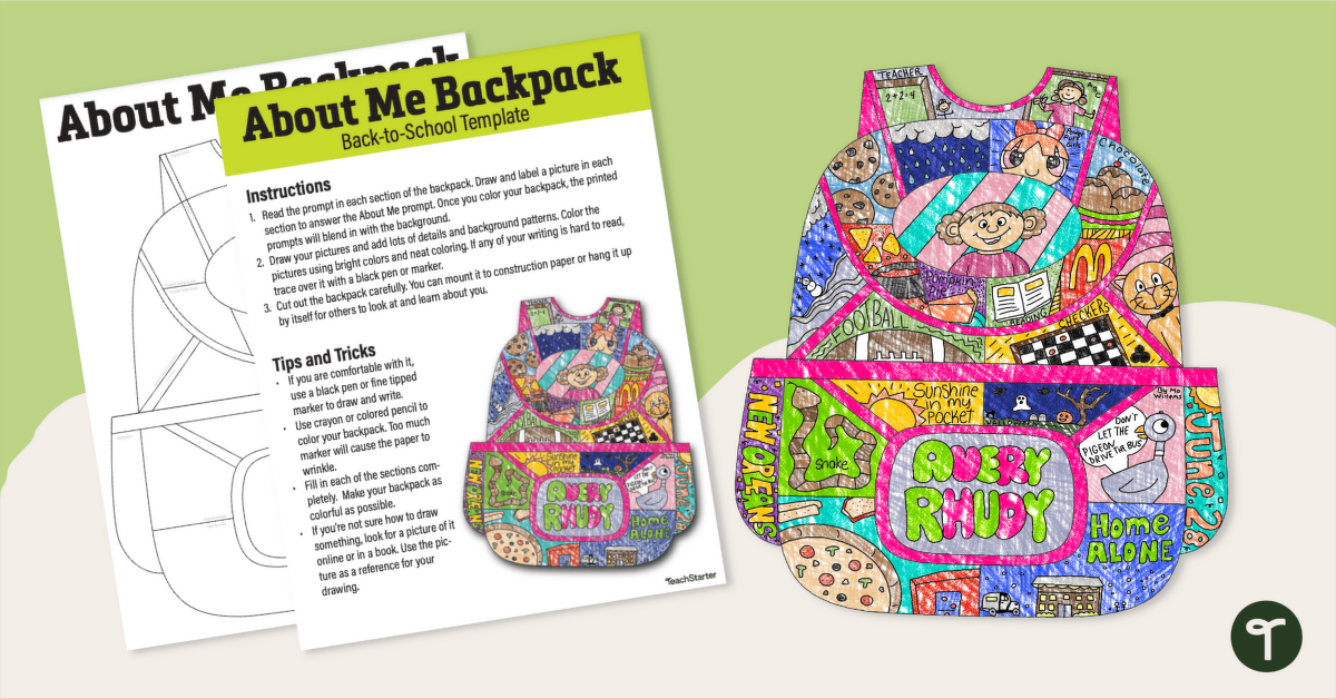 All About Me Backpack - Get to Know You Template teaching resource
