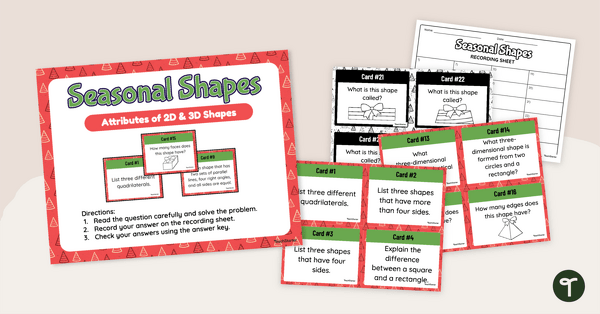 Go to Christmas Maths - Properties of Shapes Task Cards teaching resource