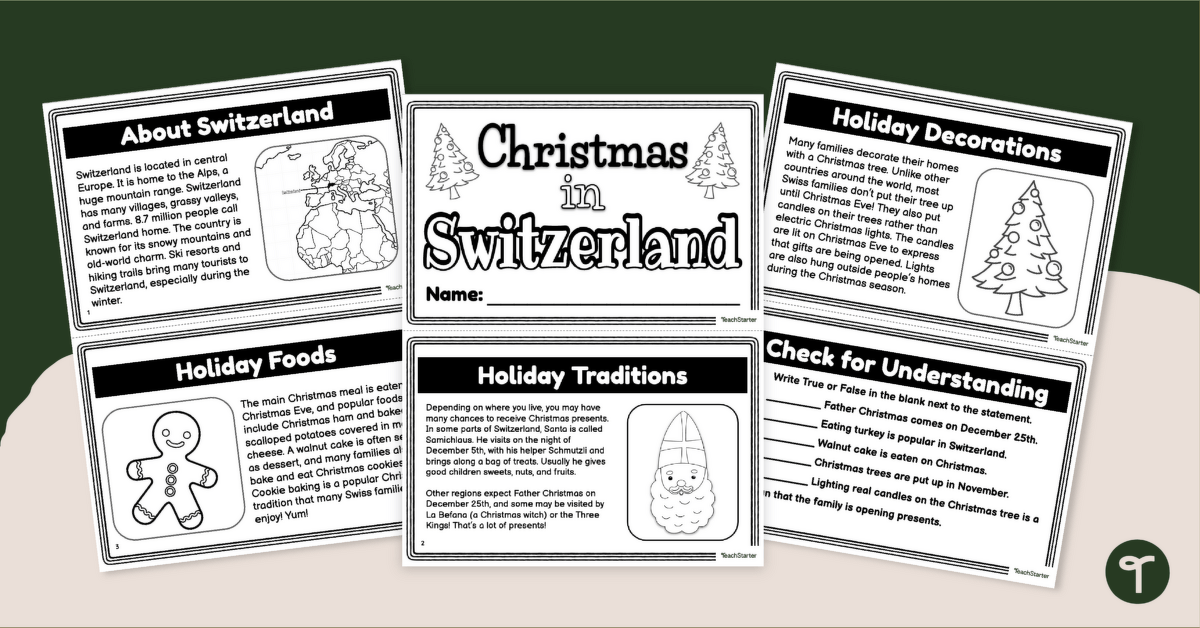 Christmas Traditions Around the World - Switzerland Mini Book teaching resource