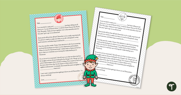 Go to Editable Classroom Elf Letter Template teaching resource