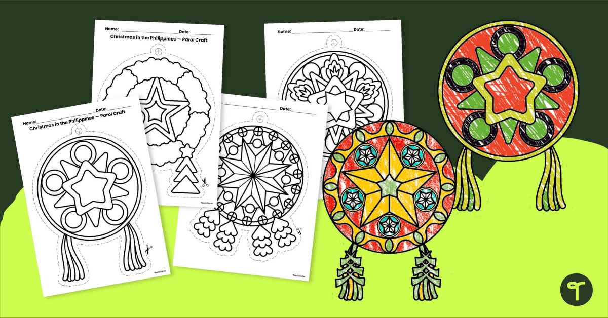Christmas in the Philippines - Parol Christmas Craft Template teaching resource