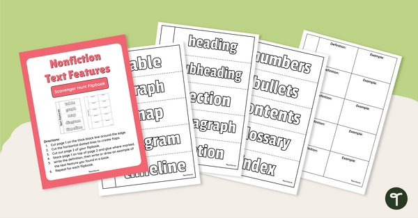 Go to Nonfiction Text Features – Scavenger Hunt Flipbook teaching resource