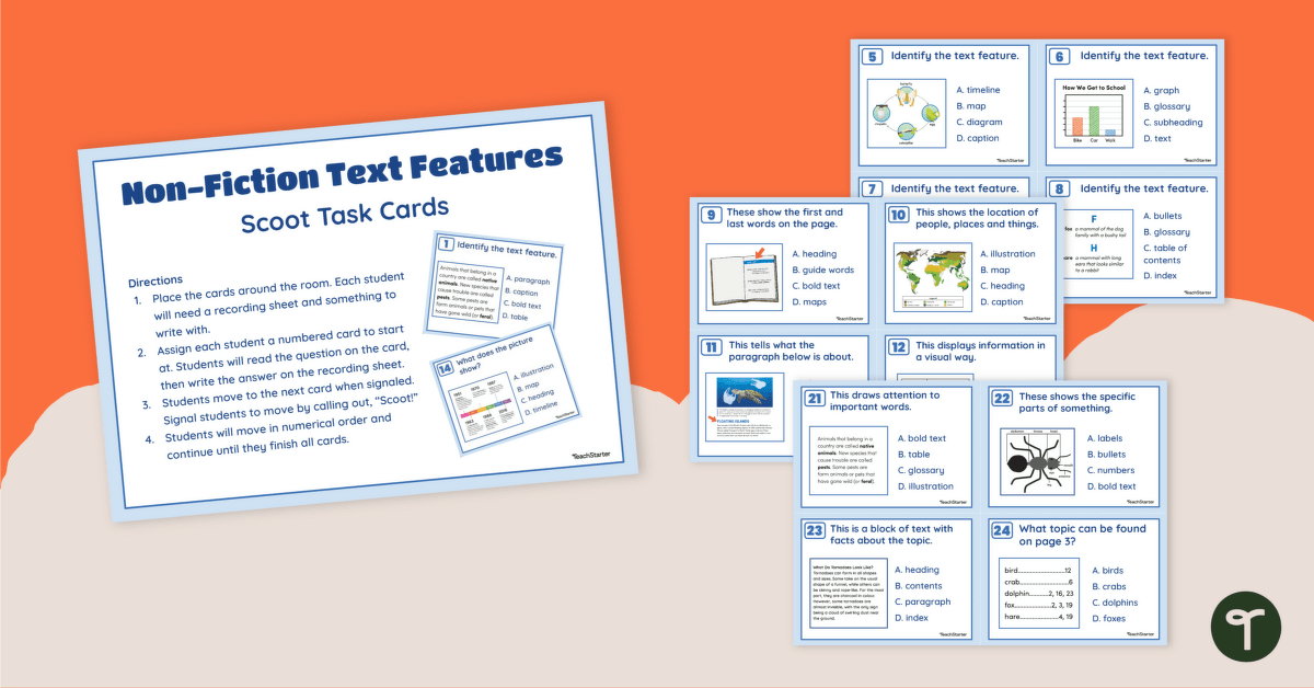 Non-Fiction Text Features Task Cards teaching resource