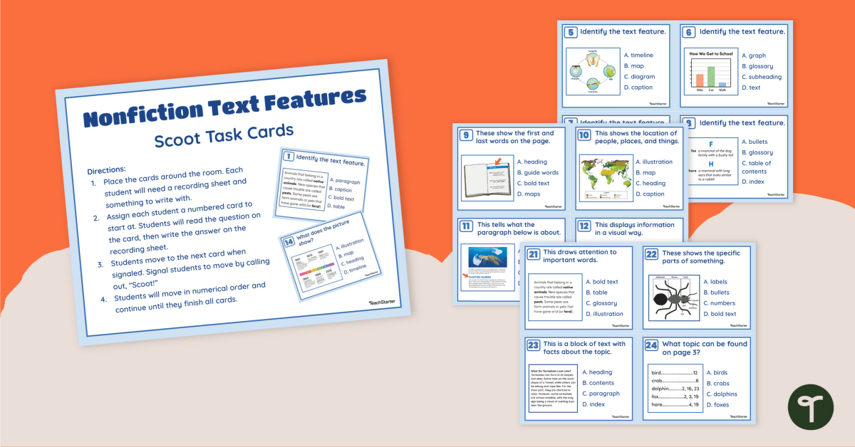 Nonfiction Text Features Task Cards teaching resource