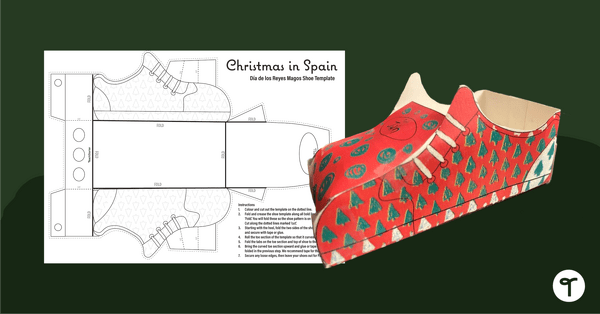 Go to Christmas in Spain - 3D Printable Shoe Template teaching resource