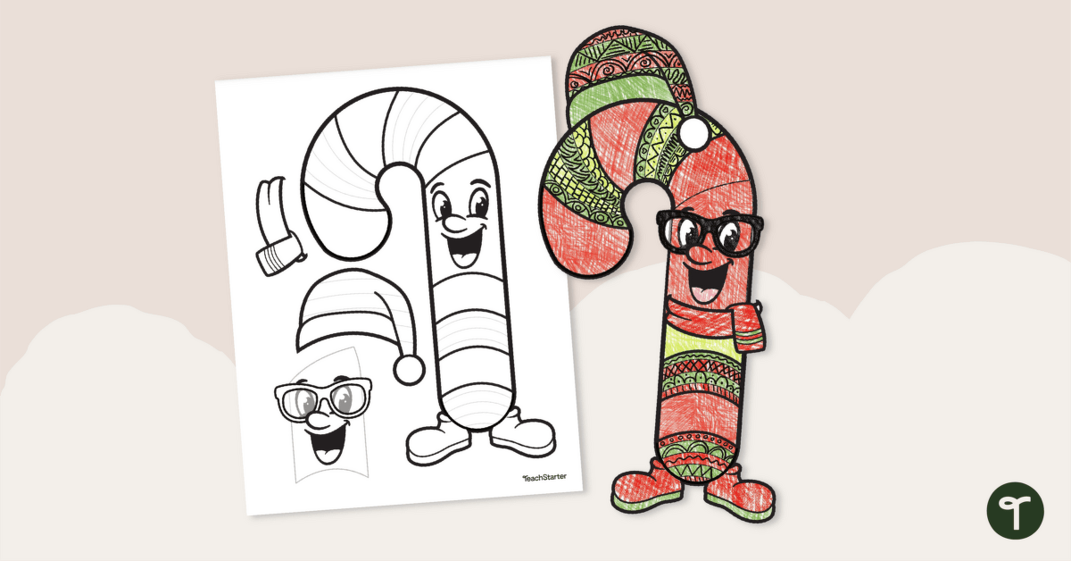 Funky Candy Cane - Christmas Paper Craft teaching resource
