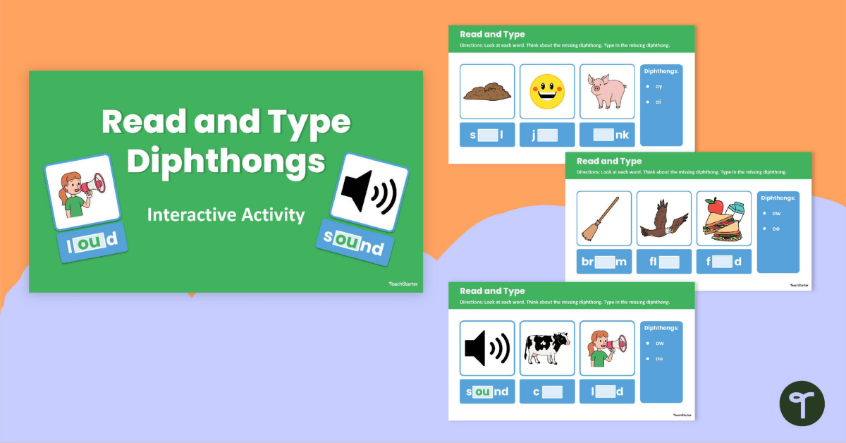 Read and Type Diphthongs Interactive Activity teaching resource