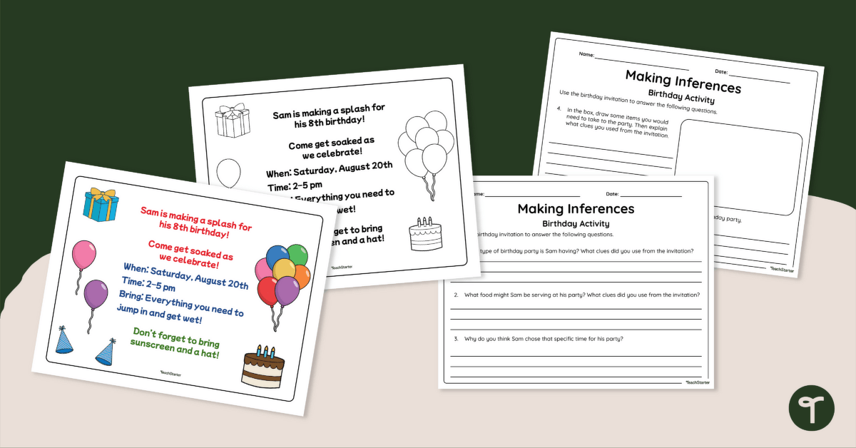 Making Inferences – Birthday Activity teaching resource