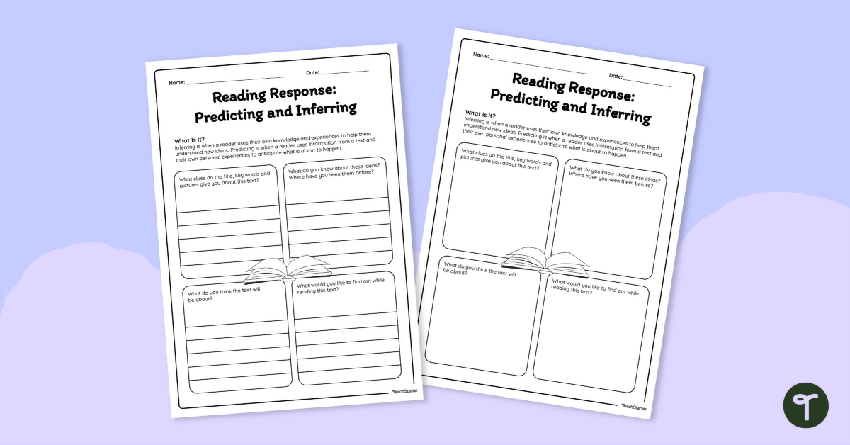 Reading Response Template – Inferring and Predicting teaching resource