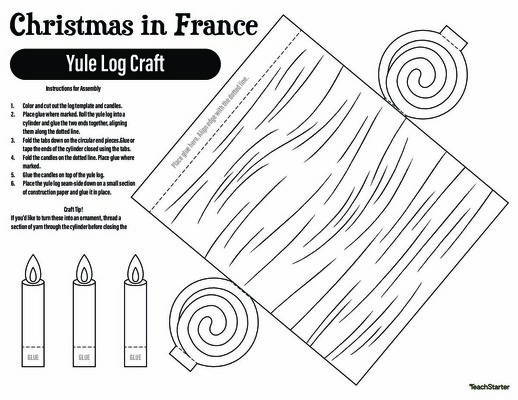 Christmas in France - Yule Log Craft Activity teaching resource
