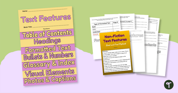 Go to Nonfiction Text Features Flipbook – Read and Find teaching resource