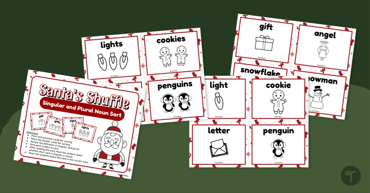 Singular or Plural? Christmas Noun Sort teaching resource