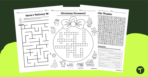 Go to Christmas Activity Printables - Holiday Puzzles teaching resource