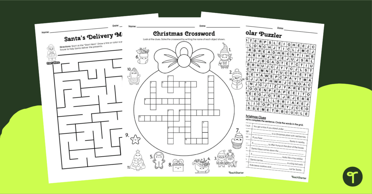 Christmas Activity Printables - Holiday Puzzles teaching resource