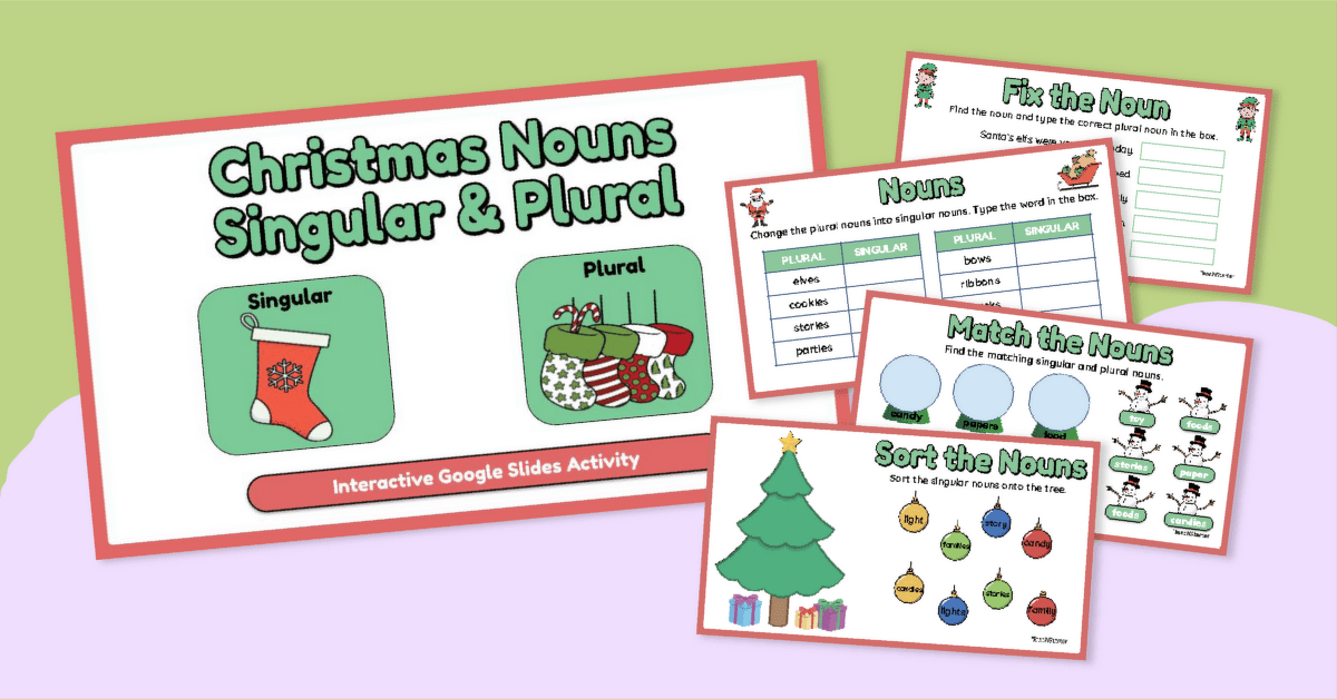 Christmas Interactive: Singular and Plural Nouns teaching resource