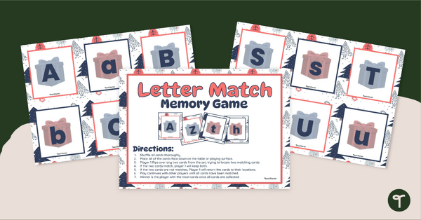 Go to Christmas Game for Kindergarten - Upper and Lowercase Letter Memory teaching resource