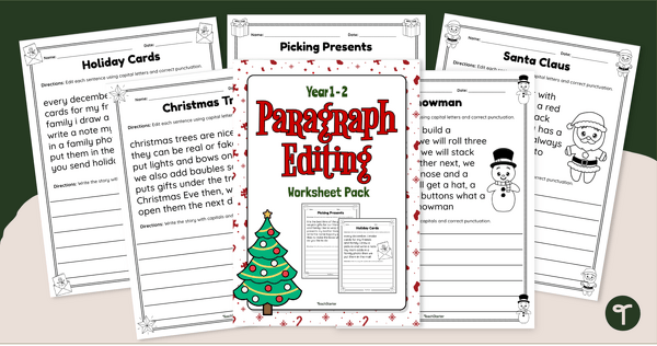 Go to Year 2 Editing Worksheets - Christmas Sentence Correction teaching resource