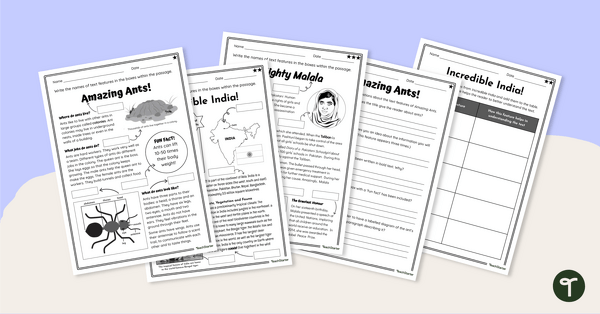 Image of Label the Non-Fiction Text Features Worksheets