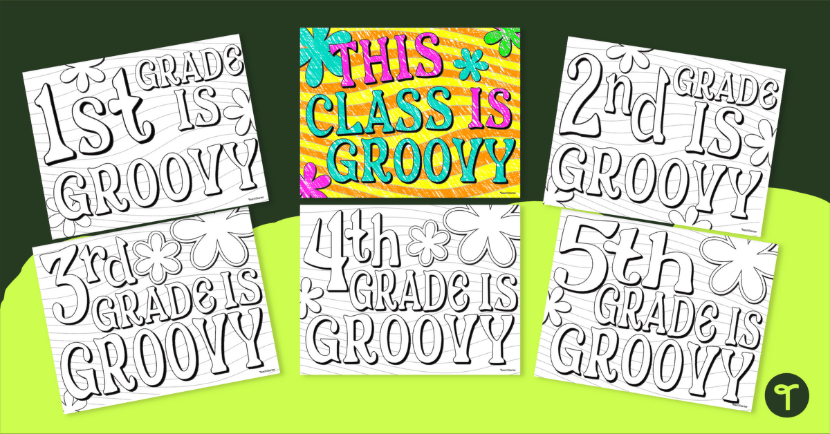 Back to School Retro Theme Coloring Sheets teaching resource