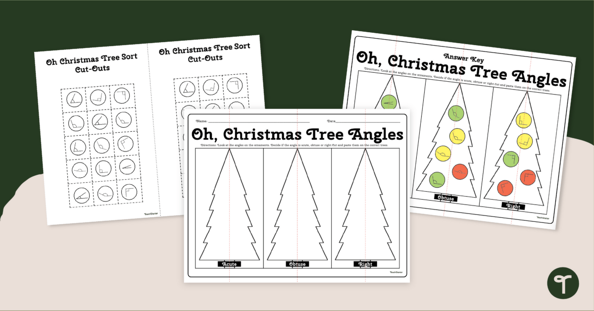 Christmas Angles Worksheet for 4th Grade teaching resource