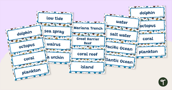 Go to Ocean & Marine Word Wall Vocabulary teaching resource