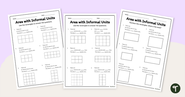 Go to Measuring Area Using Informal Units Worksheets teaching resource