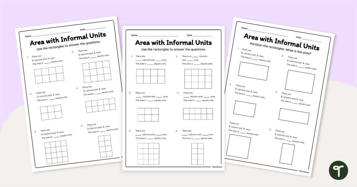 Measuring Area Using Informal Units Worksheets teaching resource