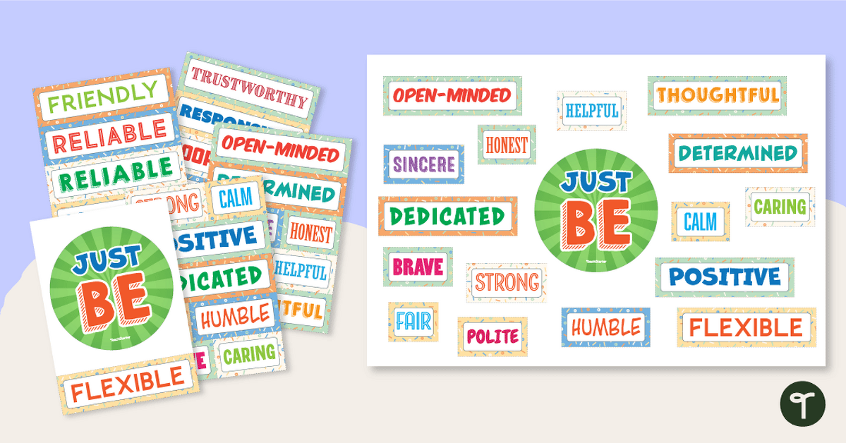Just Be - Positive Character Traits Bulletin Board teaching resource