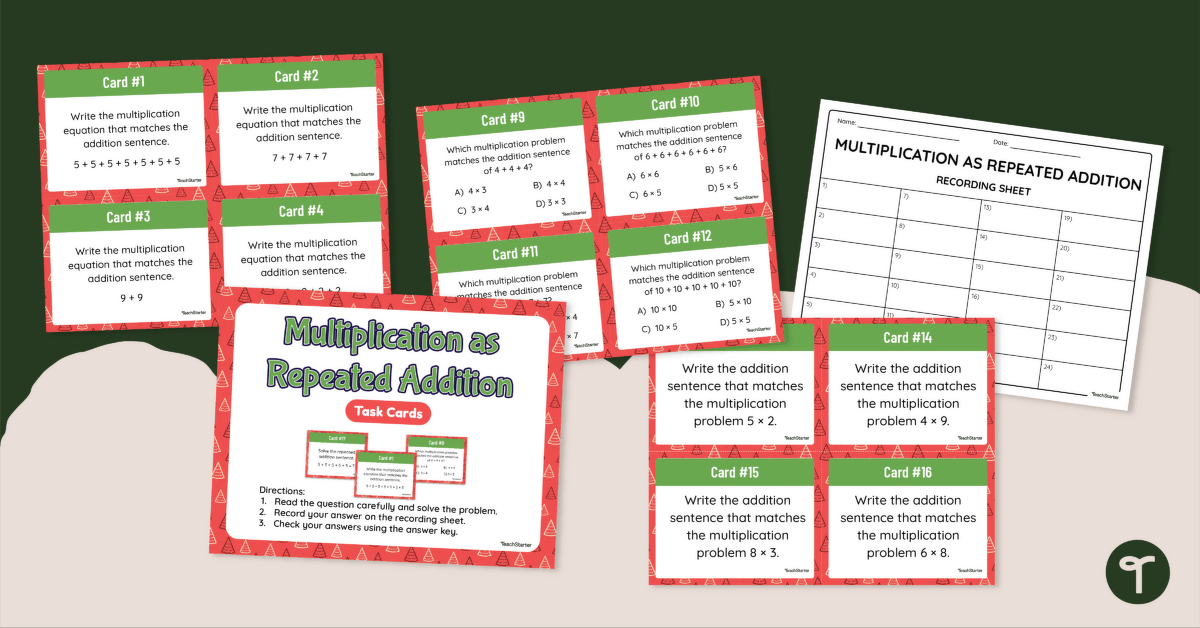 Multiplication as Repeated Addition Task Cards teaching resource