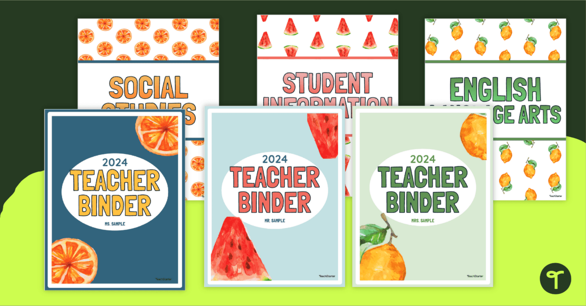 Editable Teacher Binder Covers & Dividers - Fruit Themed teaching resource