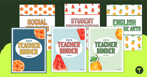 Image of Editable Teacher Binder Covers & Dividers - Fruit Themed