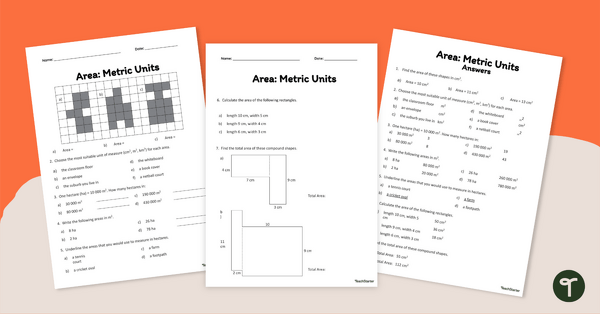 Go to Using Metric Units of Area Worksheets teaching resource