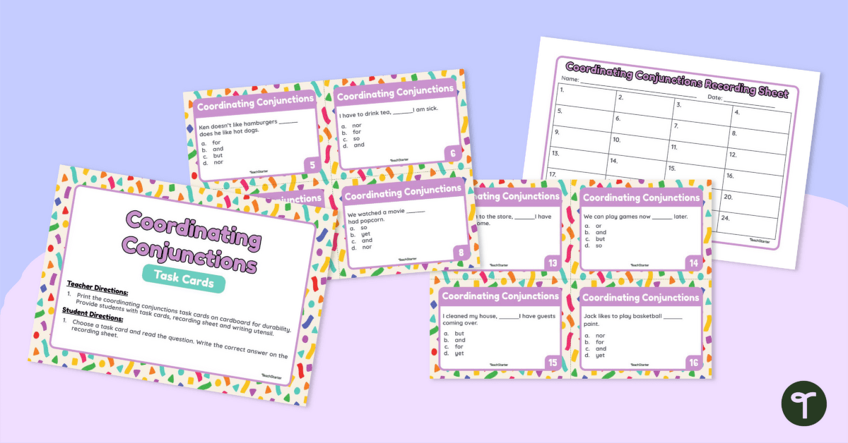 Coordinating Conjunctions Task Cards teaching resource
